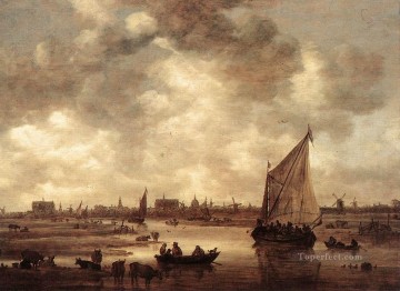 ボート Painting - ライデン 1650 ボート海景の眺め ヤン ファン ホイエン